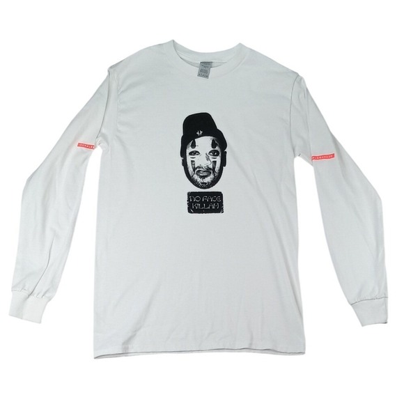 Gildan White Long Sleeve Graphic T Shirt Mens Size S 